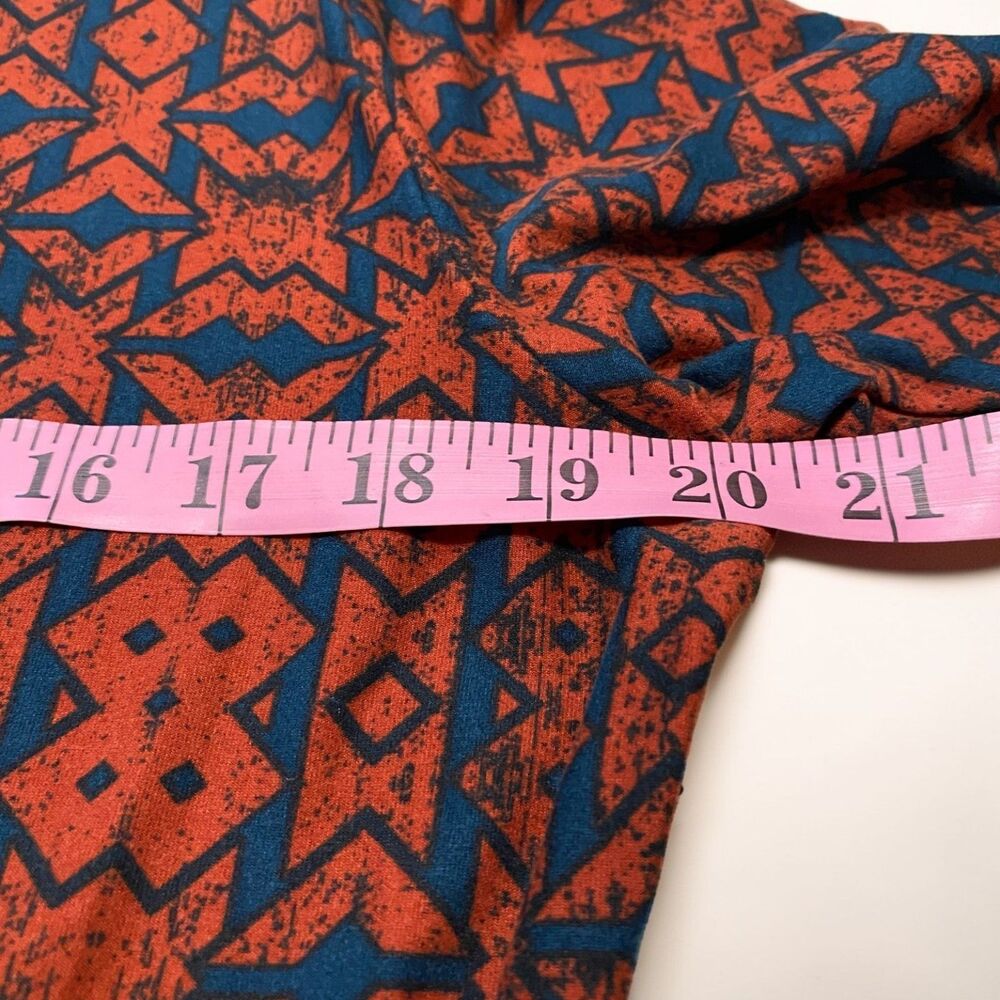 LuLaRoe Julia Dress XL NWT T-Shirt Midi Bodycon Stretch Geometric Orange Navy - Picture 5 of 7
